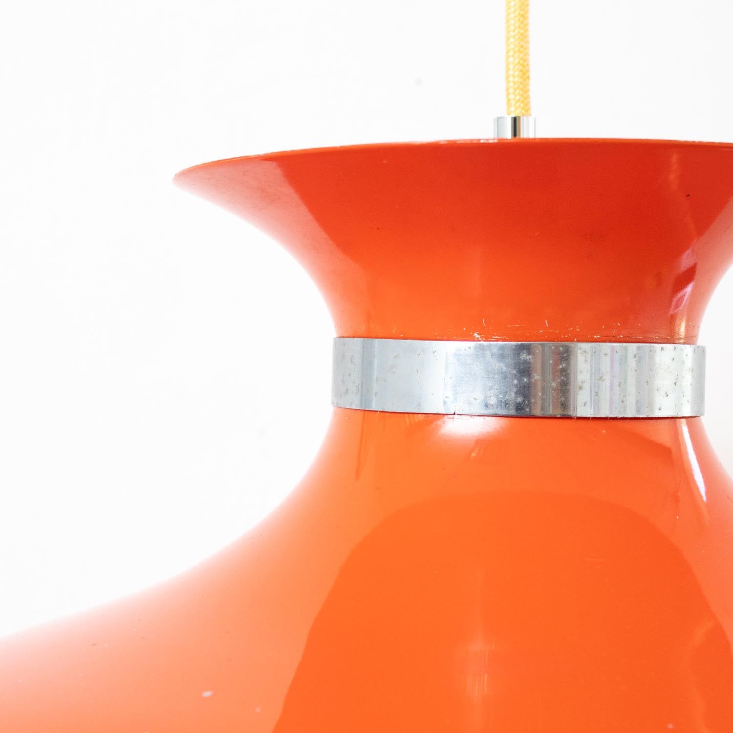 Vintage 70er Jahre Hängelampe Orange – Mid-Century Retro Pendelleuchte ø 42 cm