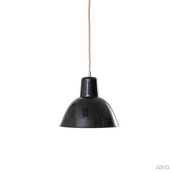 Alte Ebolicht schwarze emaillierte Bauhaus Industrielampe Ø 25 cm Hängelampe