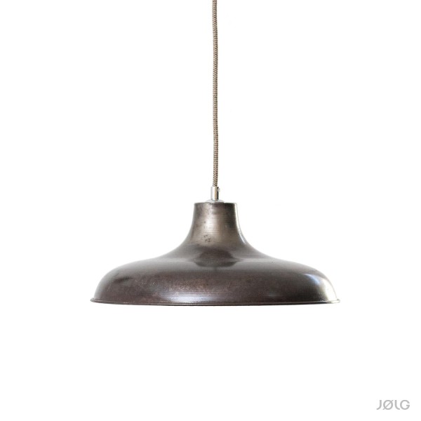 Größere graue Metall Roh-Stahl Fabriklampe Ø 37 cm mit Patina
