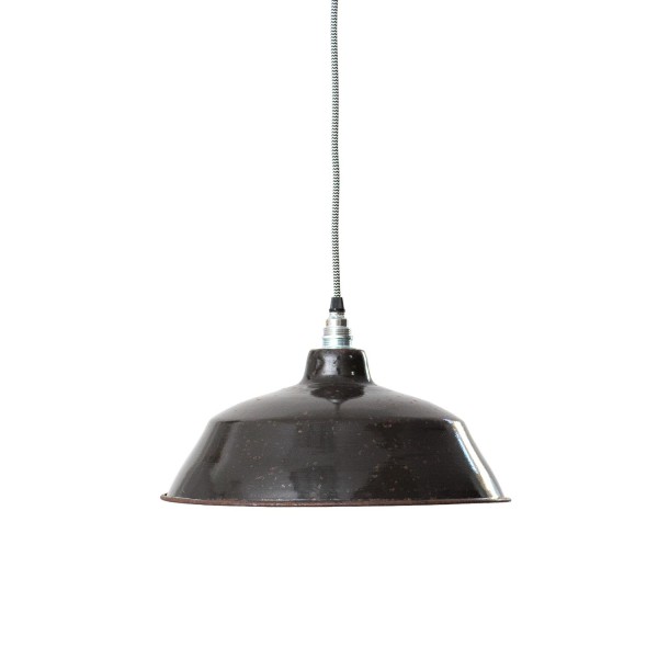 Schwarze Patina Industrielampe aus Frankreich Ø 34 cm