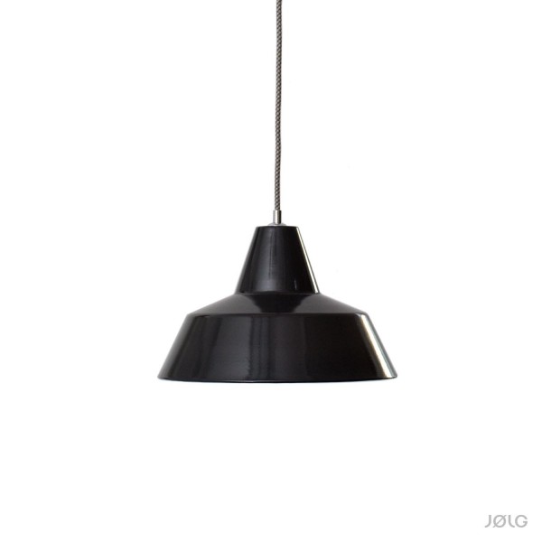 Schwarze skandinavische Emaillelampe Ø 34 cm