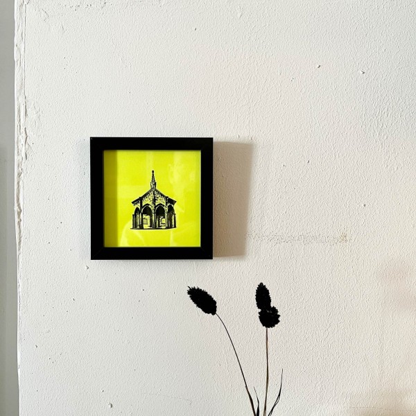Mini Print | Neon Klingele im schwarzen Rahmen 14,5 cm