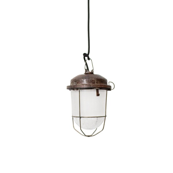 Vintage industrial Gitterlampe mit Schutzgitter Ø 16 cm