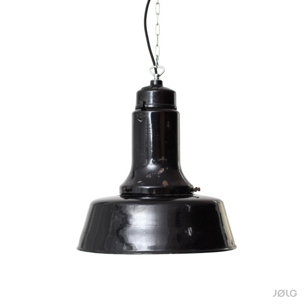Alte schwarze KANDEM Bauhaus Industrielampe 1920er Ø 40 cm