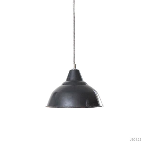 Vintage schwarze emaillierte Spot Industrielampe Ø 25 cm Hängelampe aus Frankreich