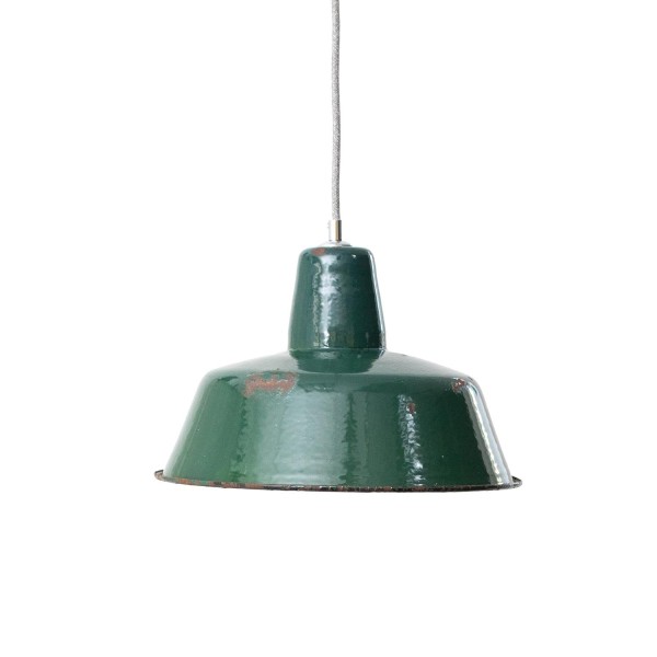 Alte petrol / dunkelgrüne vintage Industrielampe Ø 32 cm mit Patina