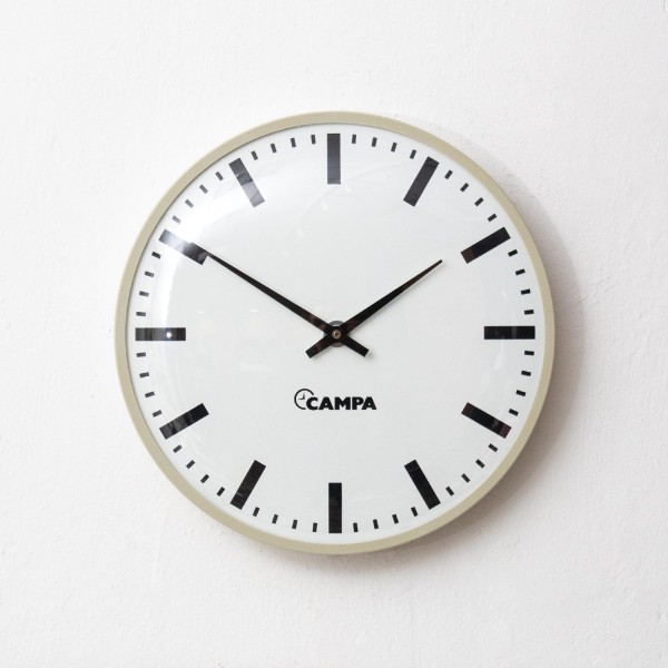Alte belgische CAMPA Wanduhr Ø 31 cm Uhr mit gewölbtem Glas