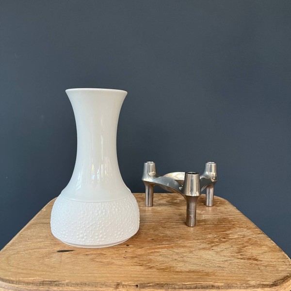 Vintage weiße Biskuit-Porzellan Vase "Atomium" 17 cm (2)