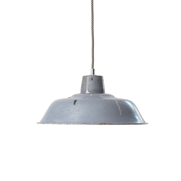 Vintage eisengraue Metall Fabriklampe mit Patina Ø 35 cm